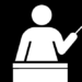 graphic of a teacher at a podium