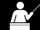 graphic of a teacher at a podium