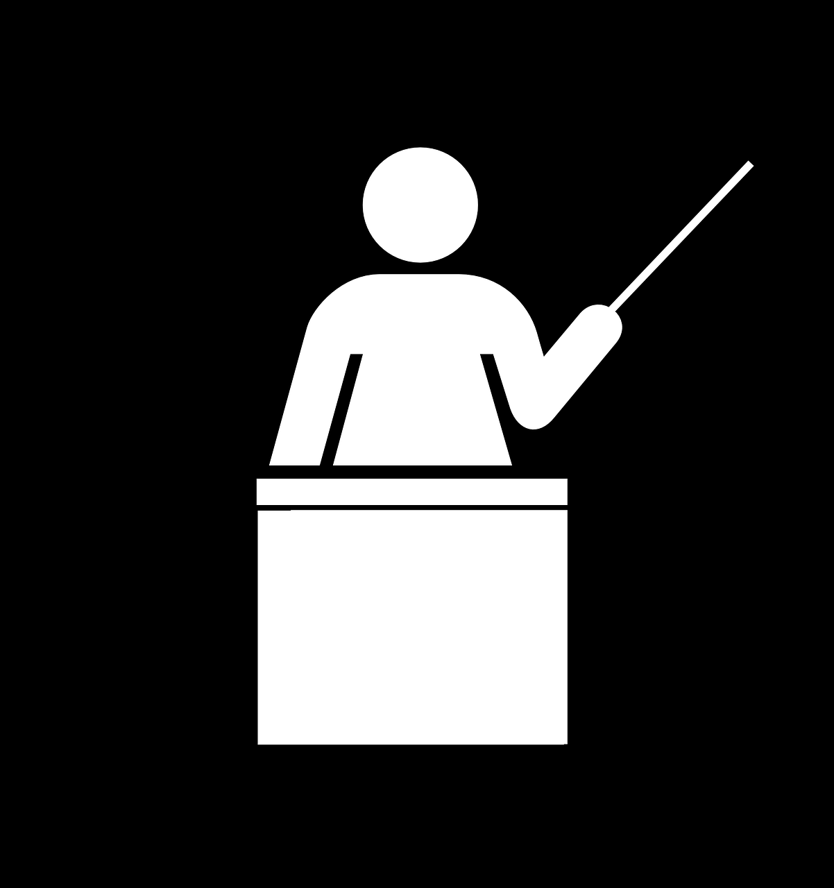 graphic of a teacher at a podium