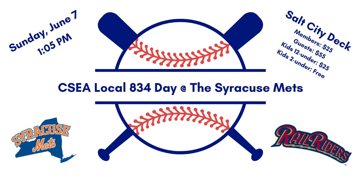 Local 834 day at the Mets! June 7th! See your unit officers for tickets and details.